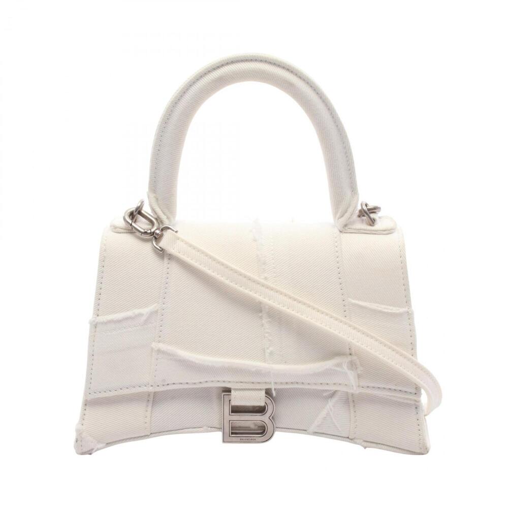 Balenciaga Hourglass Small 2-Way Handbag, Denim, Women's, White (593546)